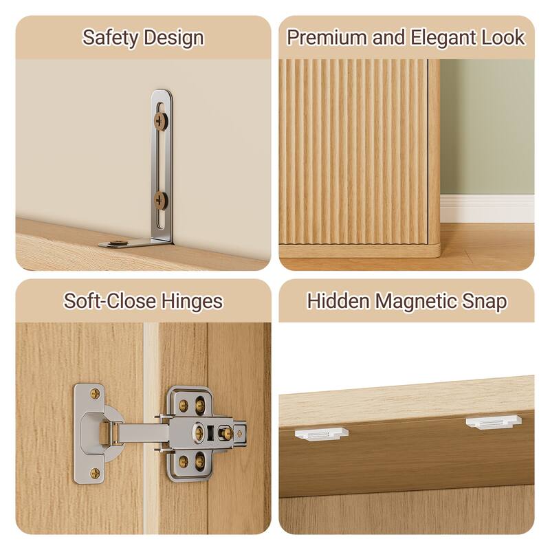 GDF Studio - Avalon Modern Fluted Tall Kitchen Pantry Cabinet with Six Shelves