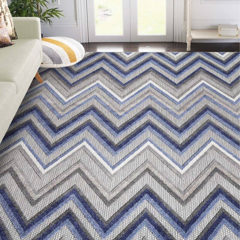 Superior Modern Zig-Zag Geometric Indoor Outdoor Runner or Area Rug