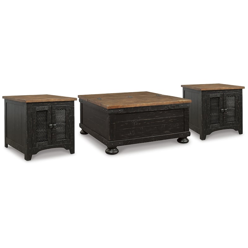 Signature Design by Ashley Valebeck Black/Brown Coffee Table with 2 End Tables - 36" W x 36" D x 18" H