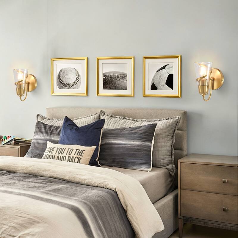 Parrot Uncle 5" Modern Gold Seeded Glass 1-Light Wall Light Sconce
