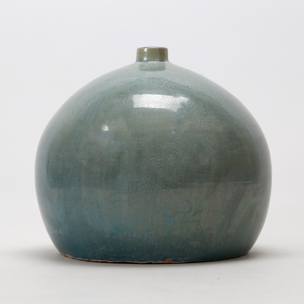 Artissance 11 in. W Water Drop Shaped Green Ceramic Vintage Style Vase