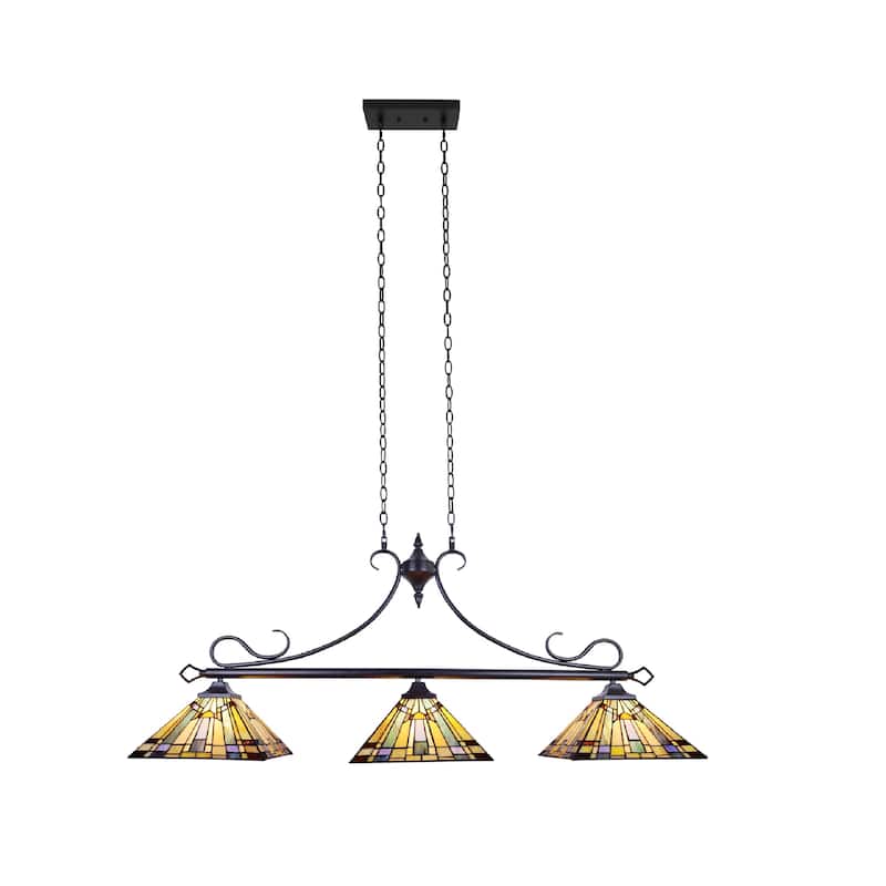 Tiffany Style 3-light Linear Island Fixture