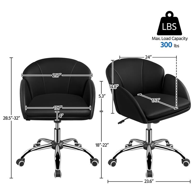 Yaheetech Modern Swivel Rolling Desk Chair Makeup Vanity Chair for Home Office