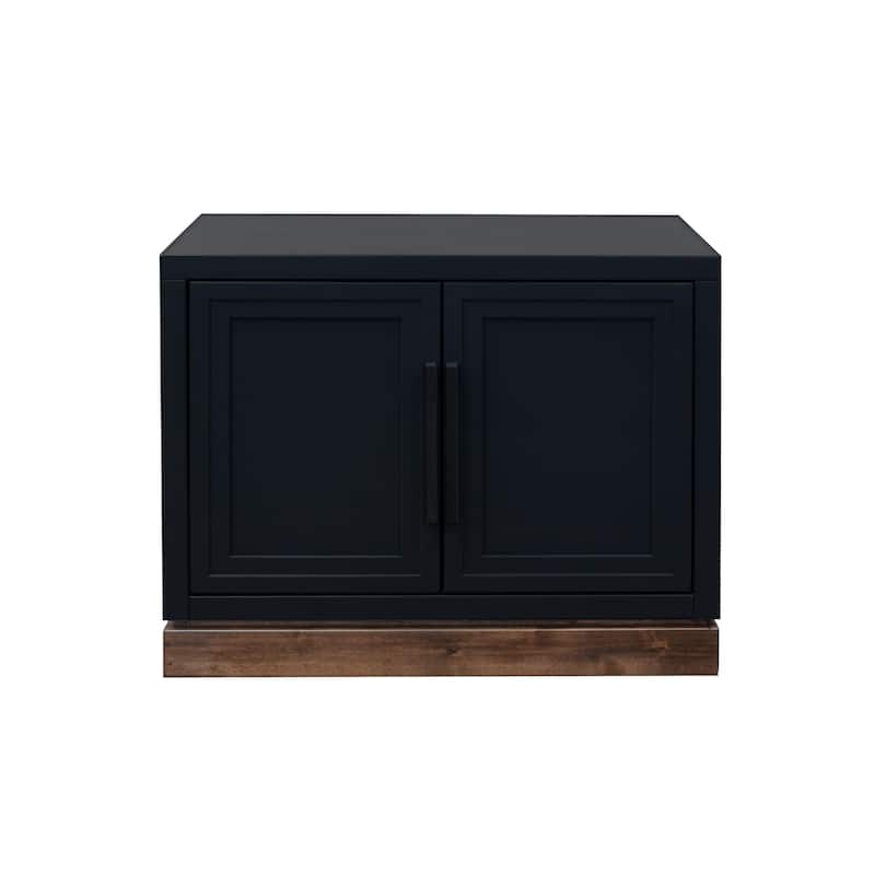 Bridgevine Home Nora Modular 2-Door Base Cabinet, No Assembly Required, Two-Tone Finish - Black and Whiskey