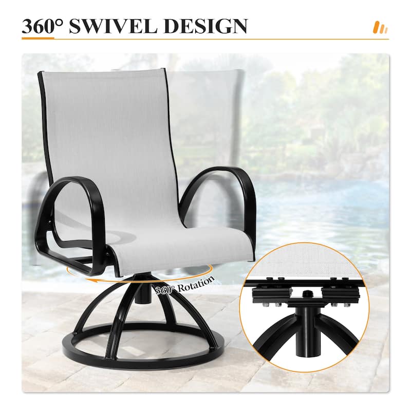 7/9/11-Piece Outdoor Patio Dining Set All-Weather Aluminum Swivel Sunbrella Dining Chairs and Dining Table with Umbrella Hole