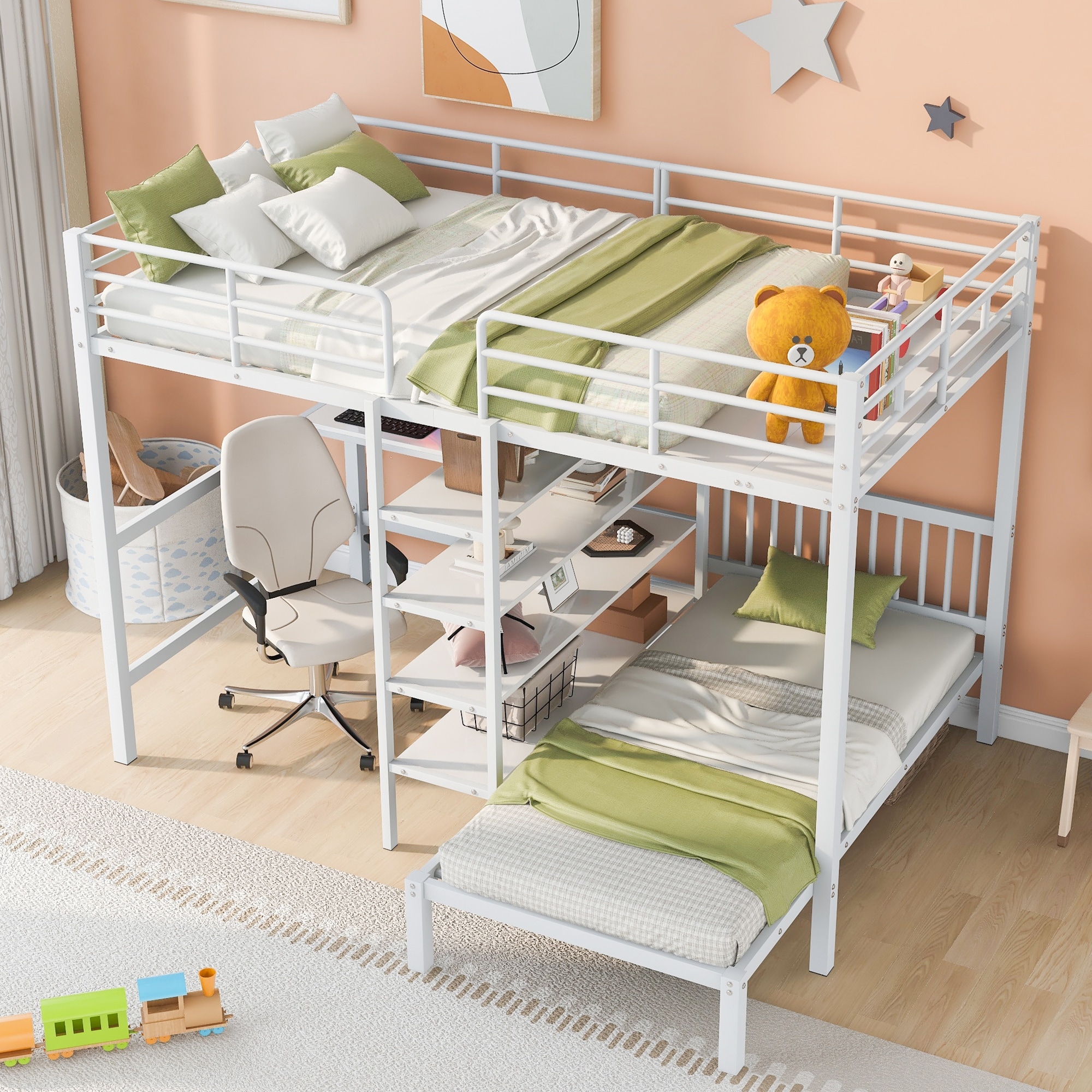 Metal bunk bed with desk new arrivals