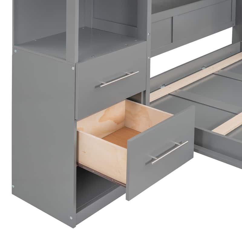 Space-Saving Full Size Murphy Bed with Storage, LED Night Lamp, and Flexible Slat Mattress Support