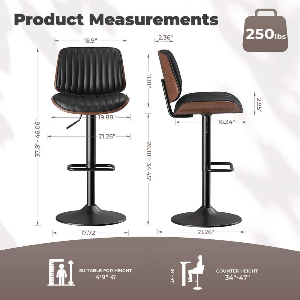 Modern Adjustable Swivel Bar Stools Leather