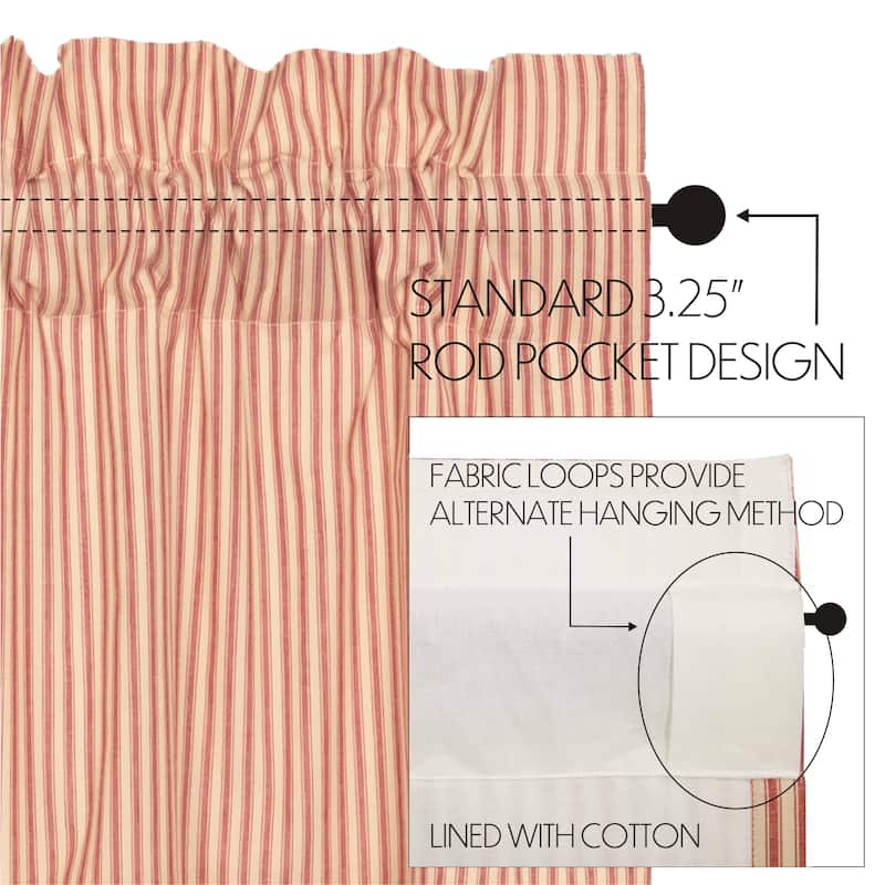 Sawyer Mill Ticking Stripe Short Prairie Panel Set - Prairie Panel 63x36