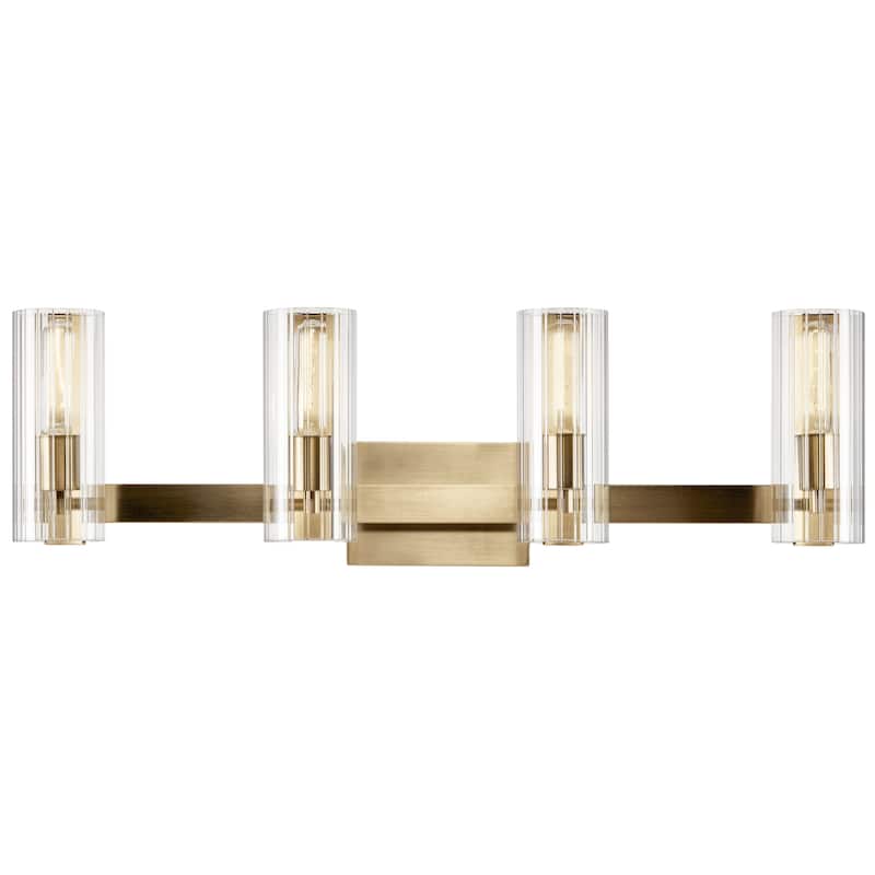 Jemsa 32 in. 4-Light Bathroom Vanity Light with Clear Fluted Glass