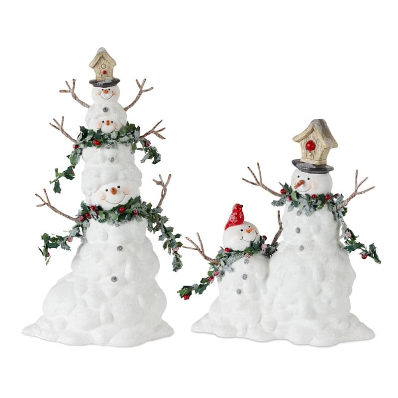 Terracotta Snowman (Set of 2) - White