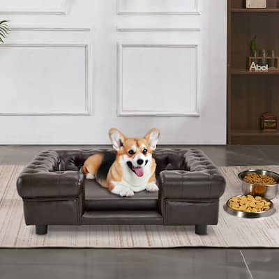 MCombo Pet Sofa Bed with Small Stairs, Faux Leather 6321 - 38.2" x 30.3"