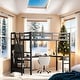 preview thumbnail 2 of 12, Twin XL Metal Loft Bed with Wardrobe and Adjustable Shelf, Black