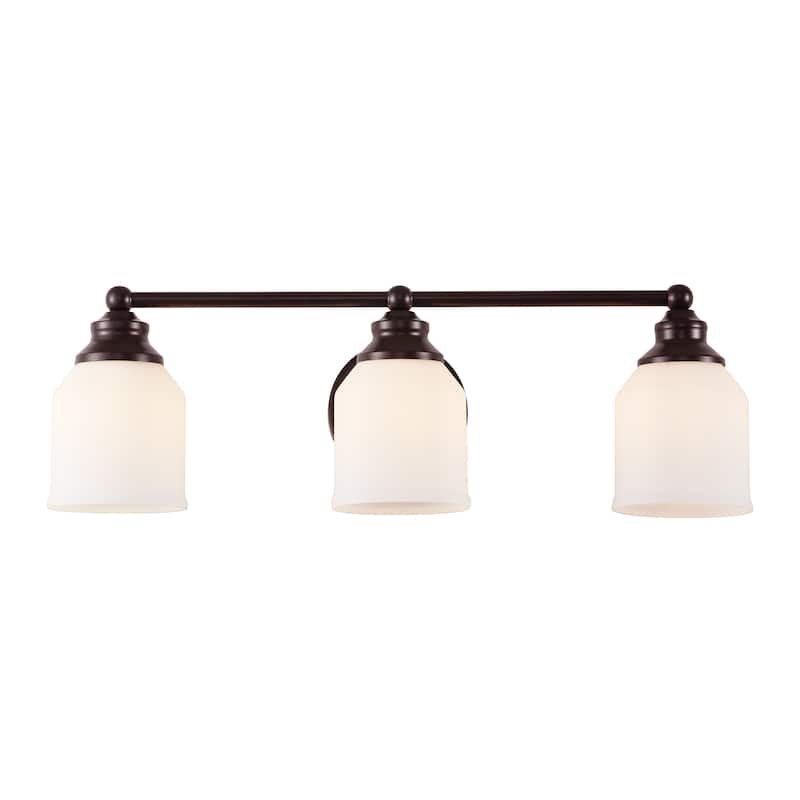 JONATHAN Y Jayne Iron/Frosted Glass LED Vanity Light - 3-Light - Oil Rubbed Bronze/White