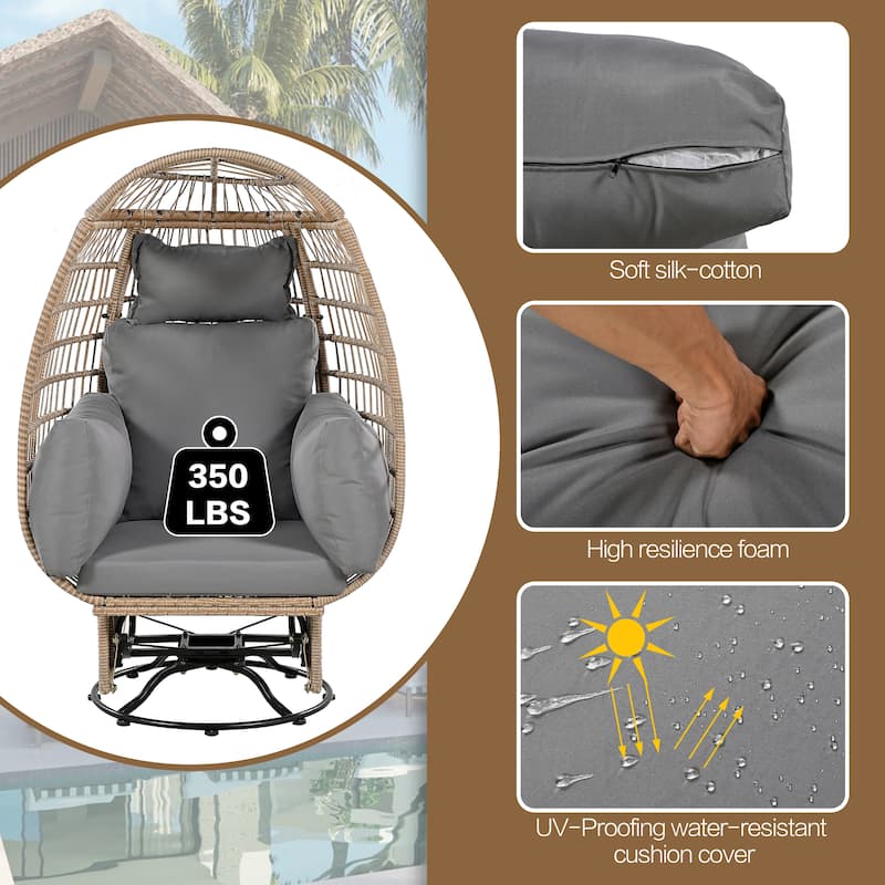 Nestfair Rattan Egg Patio Chair Swivel Chair with Rocking