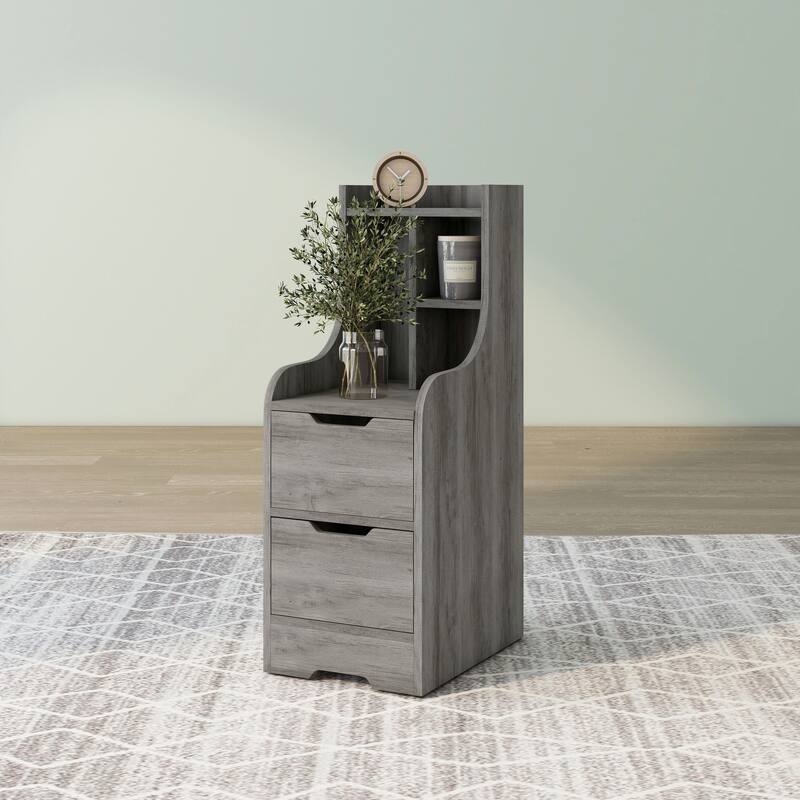 DH BASIC Contemporary 2-Drawer Nightstand with Shelf by Denhour