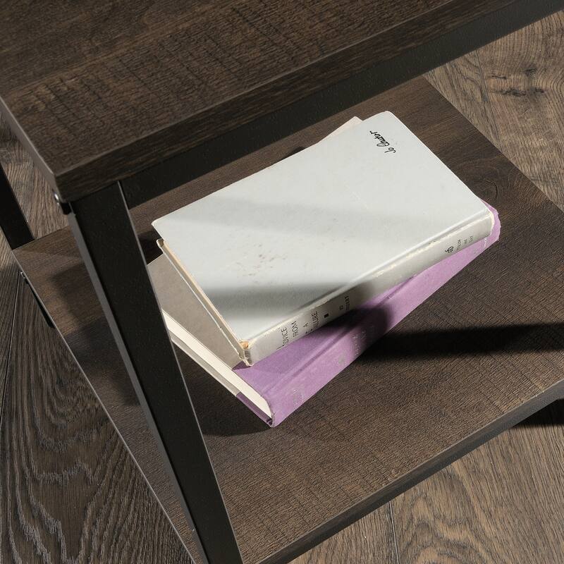 Wood Industrial Side Table with Open Shelving, Brown - 15.51" L x 15.51" W x 20.00" H