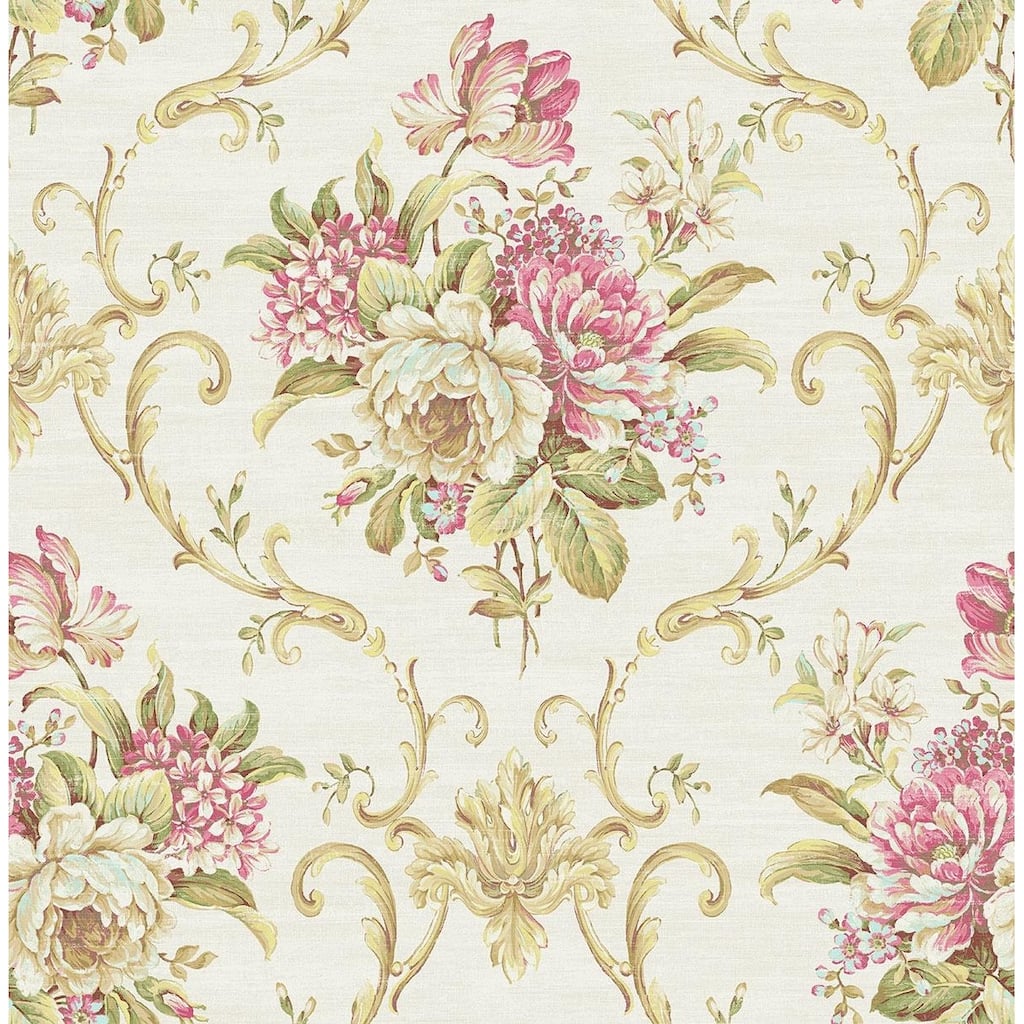 Seabrook Designs Fedelma Floral Cameo Unpasted Wallpaper