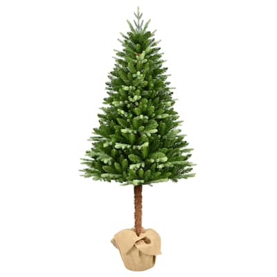 Puleo International 6 ft. Topiary Alpine Artificial Christmas Tree in Burlap Sac