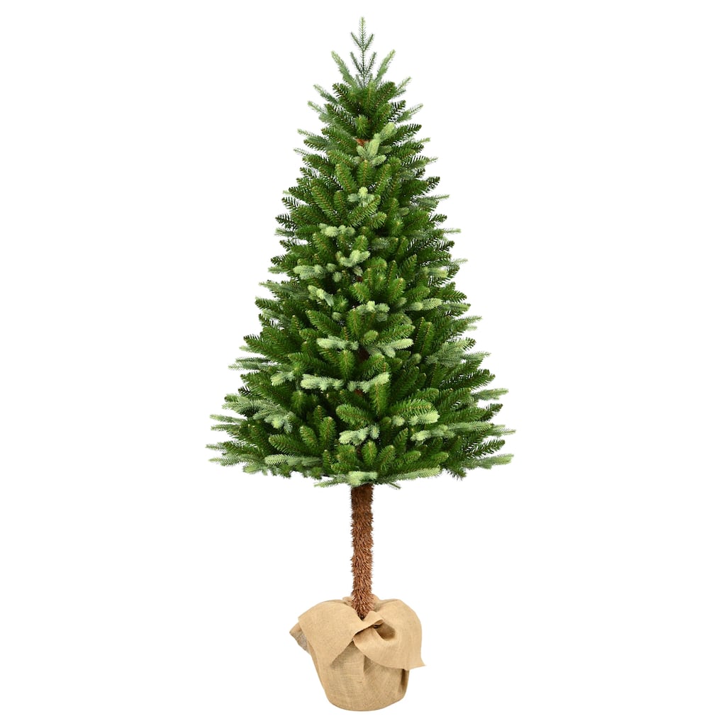 Puleo International 6 ft. Topiary Alpine Artificial Christmas Tree in Burlap Sac