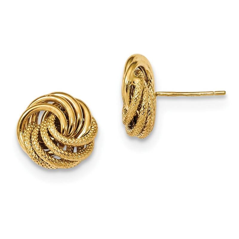 Curata 14k Yellow or White Gold 13mm Polished Textured Fancy Swirl Post Earrings