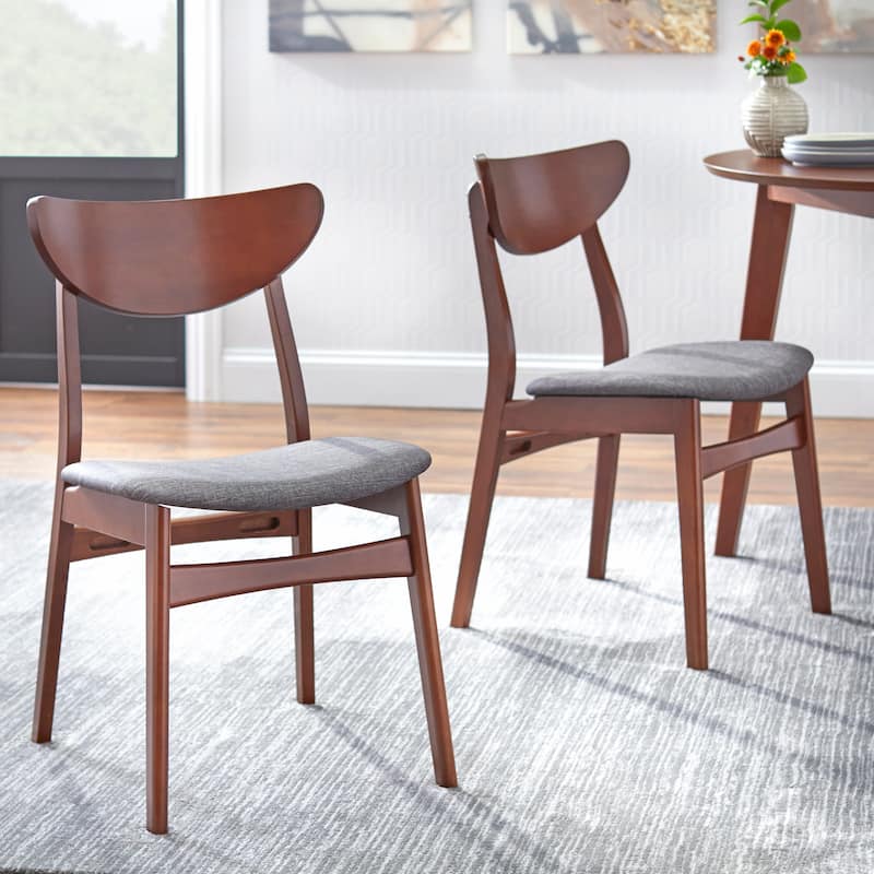 Simple Living Solid Beechwood Tania Dining Chair (Set of 2) - Set of 2 - Walnut/Grey - Dining Height
