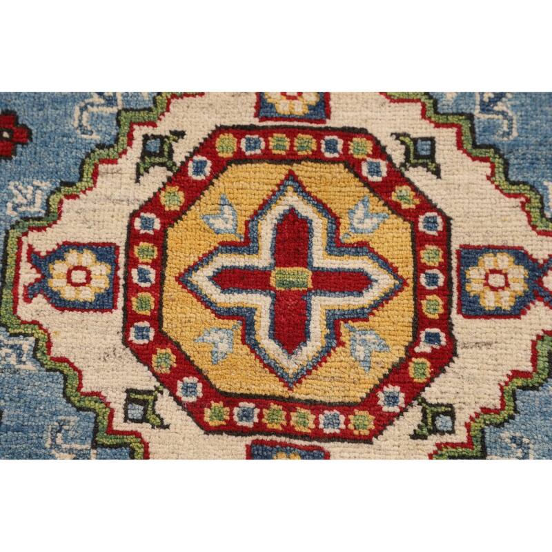 Light Blue Kazak Oriental Accent Rug Handmade Wool Carpet - 2'9" x 4'1"