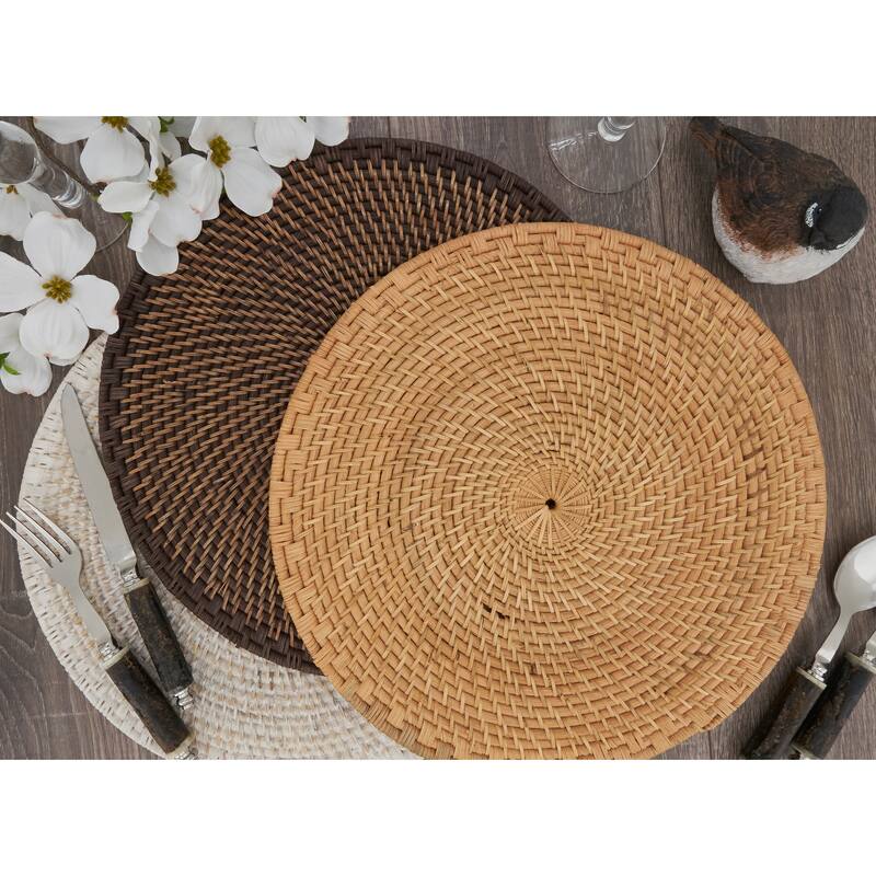 Rattan Placemats With Woven Design (Set of 4)