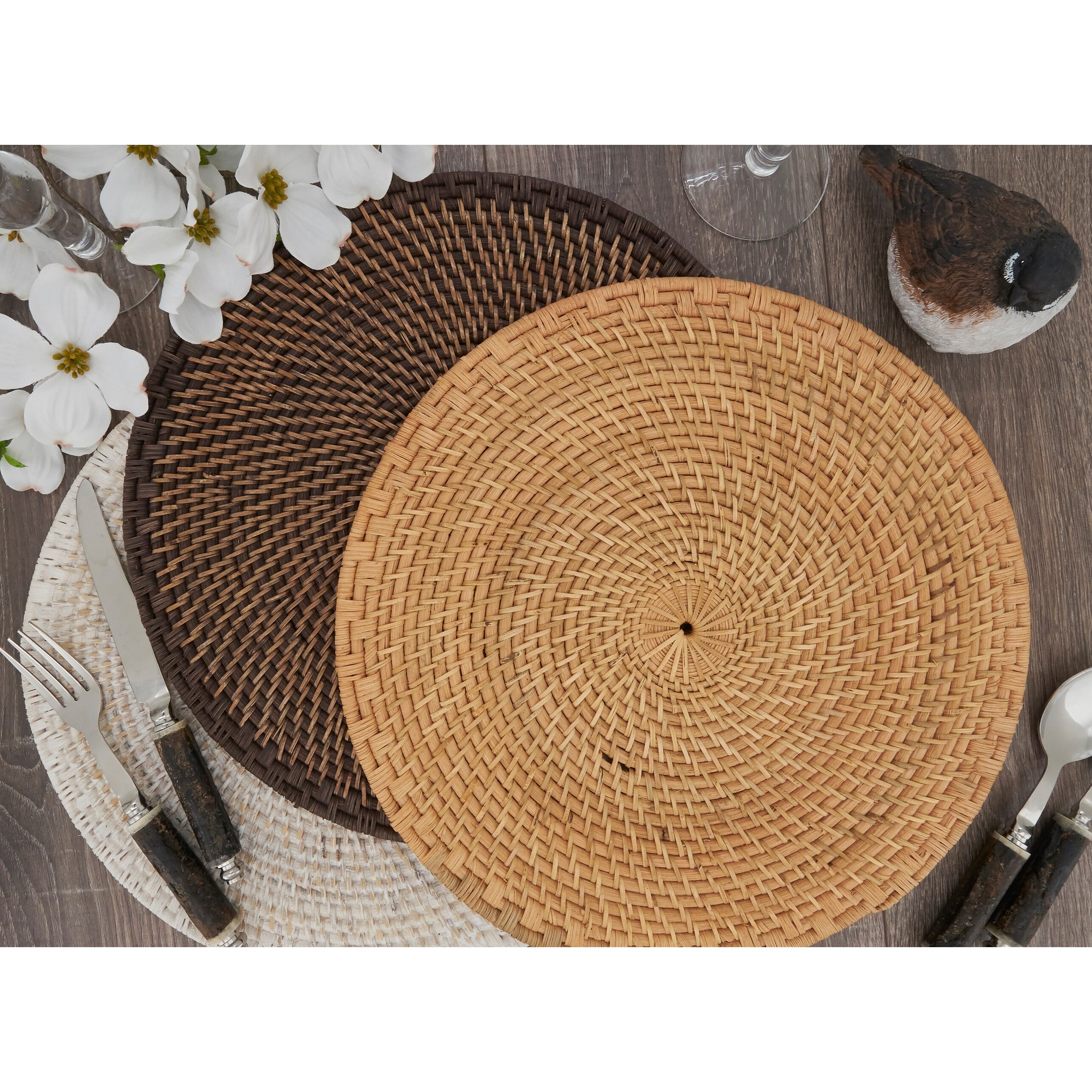 Rattan Placemats With Woven Design (Set of 4) - On Sale - Bed Bath