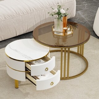 Nesting Coffee Table Set with 2 Drawers - Bed Bath & Beyond - 40147553