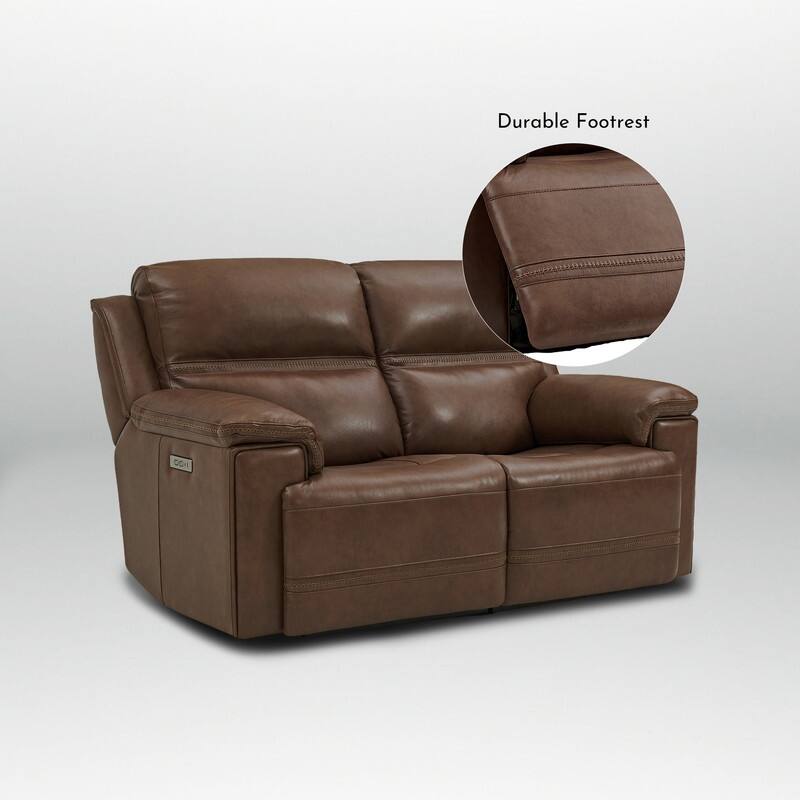 Genuine Leather Dual Power Reclining Loveseat with Zero Gravity, Adjustable Headrest, USB/Type-C & Cross-stitching Detail