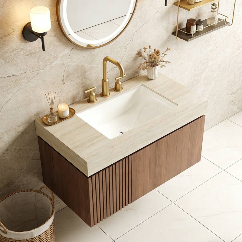 Mondern Floating Bathroom Vanity with 3 Pre-drilled Faucet Holes