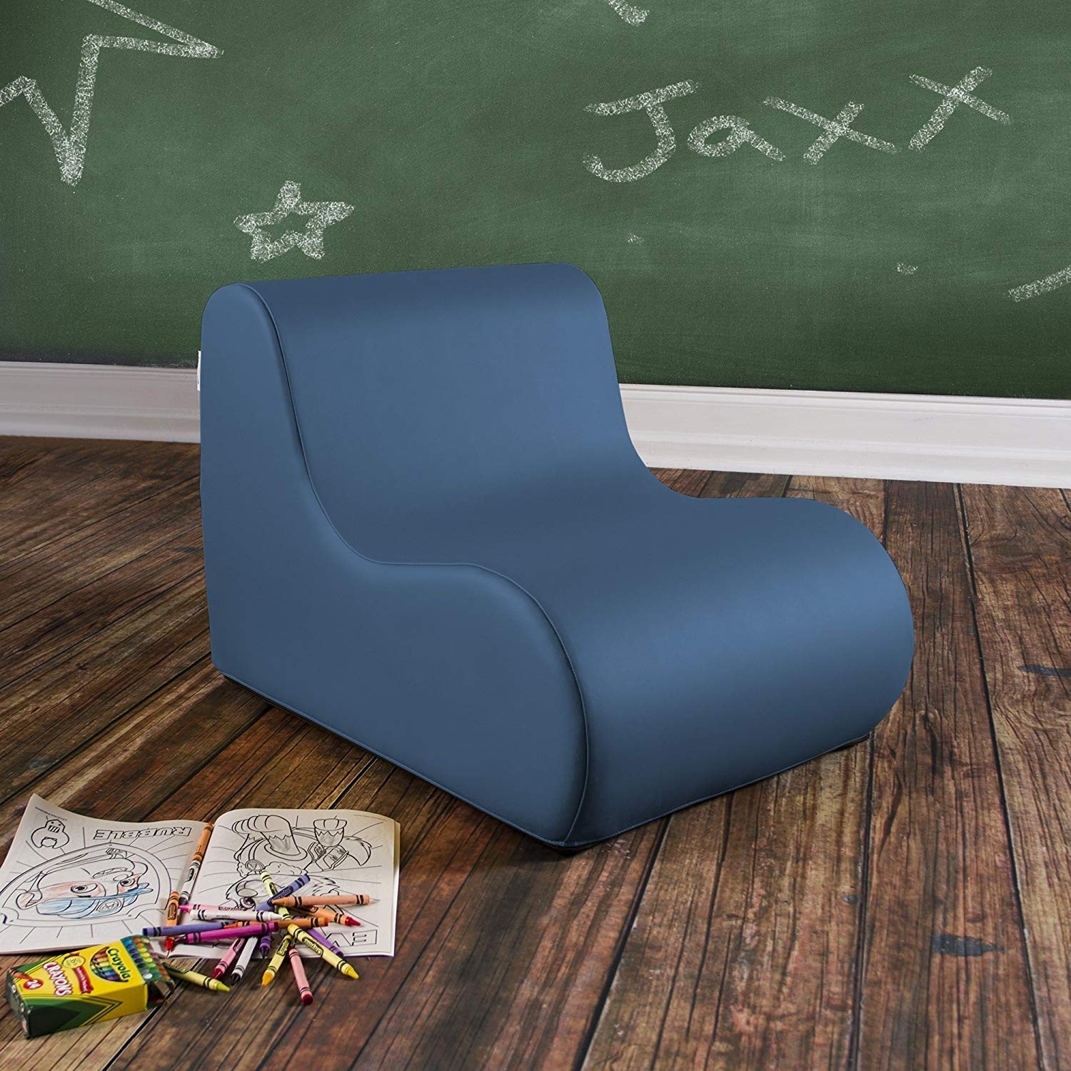 Jaxx Midtown Large Classroom Soft Foam Chair - Premium Vinyl Cover, Charcoal