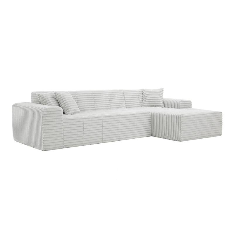 122" W No Assembly Sofa L-Shaded Sectional Modular with Chaise