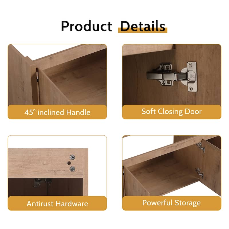 24/30/36/48/60 Inch Floating Bathroom Vanity Cabinet with Soft Close Door (Without Sink)