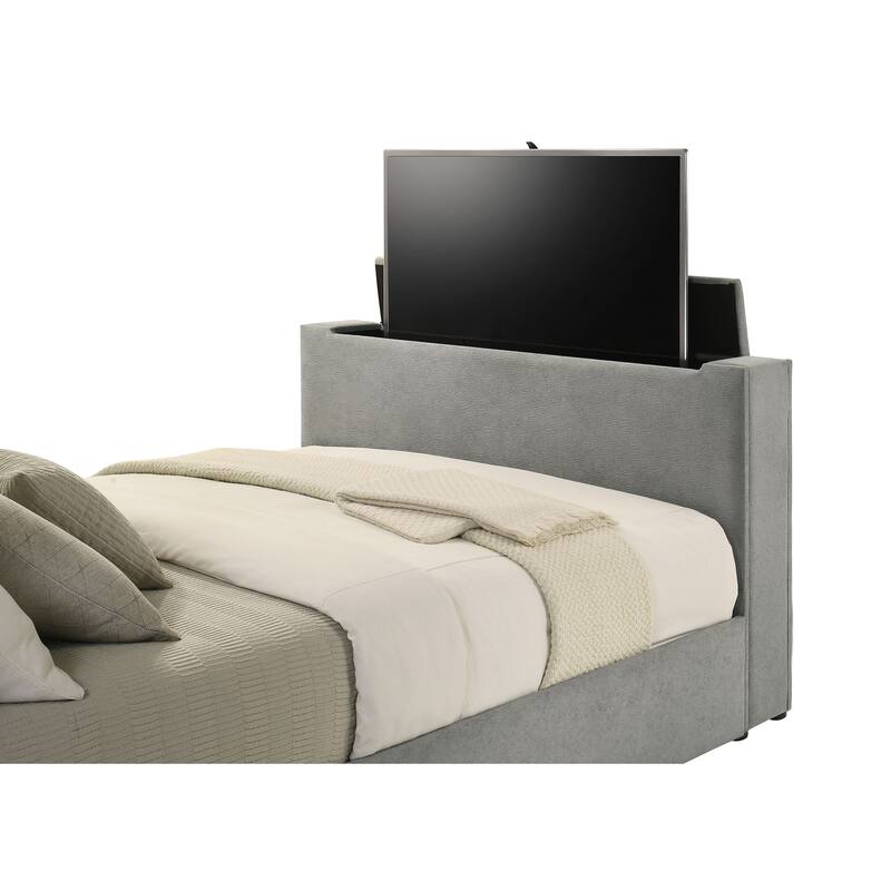 Tara 61-inch Upholstered Panel TV Bed Grey