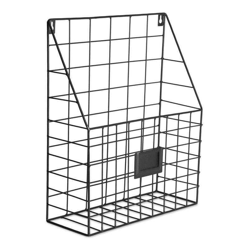 Set of 2 Black Wire Wall File Basket Storage, 45"