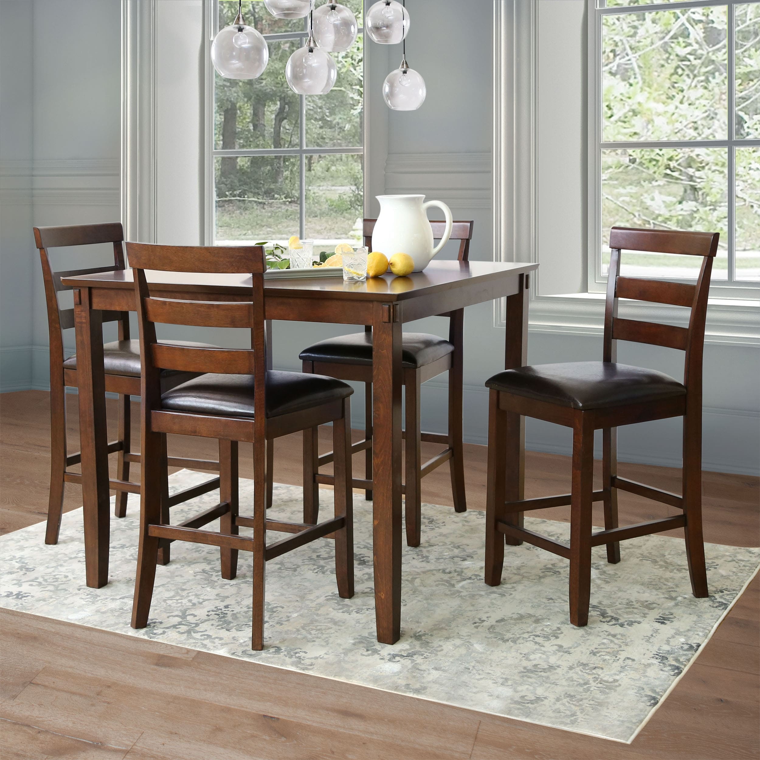Wes counter height rubberwood sales solid wood dining table