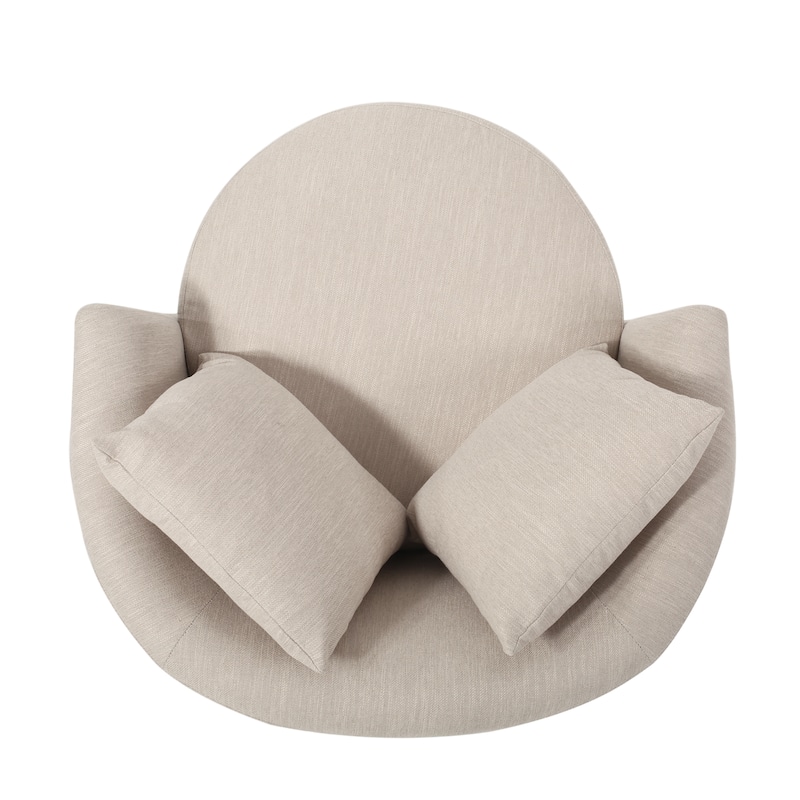 Roomfitters Upholstered Swivel Accent Chair, Cozy Round Armchair with Two Pillows, Beige