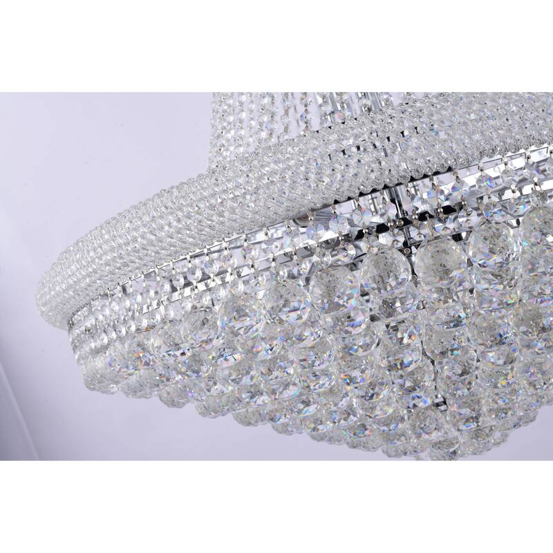 32-Light Chrome Chandelier With Clear Crystal Accents