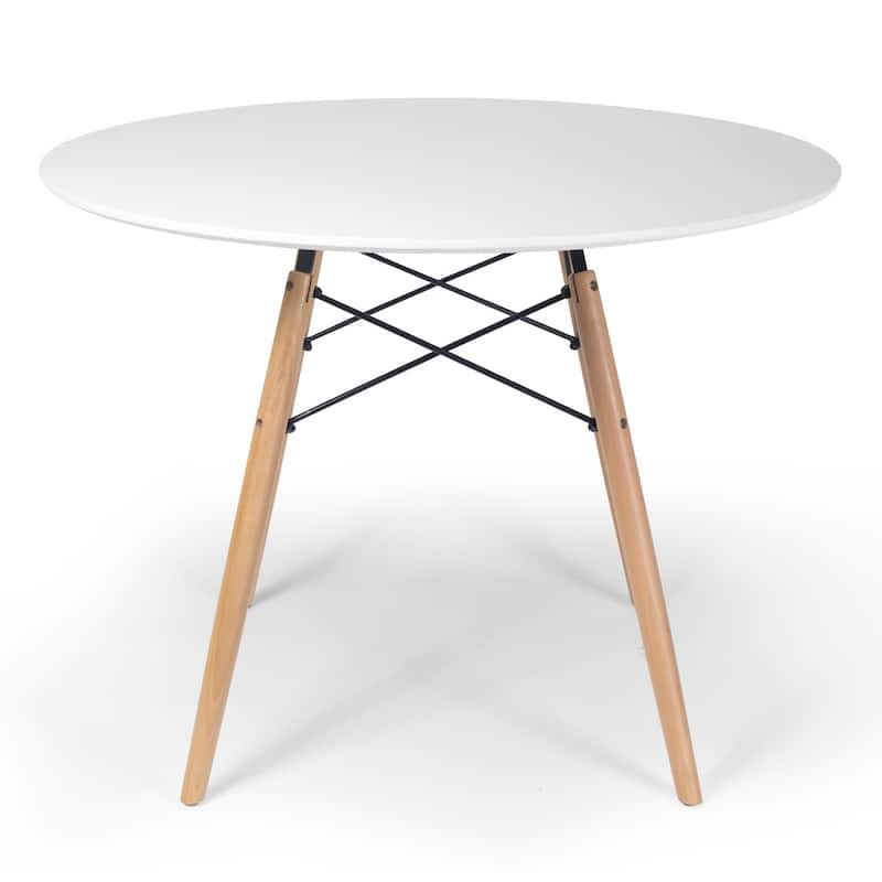 Parisian 39" Round Dining Table - White / Natural Legs