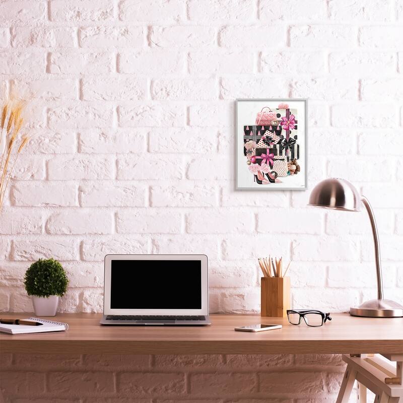 Stupell Fashionista Christmas Gift Stack Glam Style Accessories Framed Wall Art