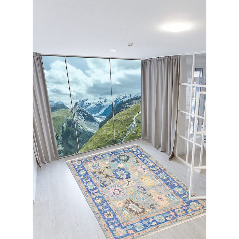ECARPETGALLERY Hand-knotted Modern Oushak Grey Wool Rug - 9'1 x 12'0