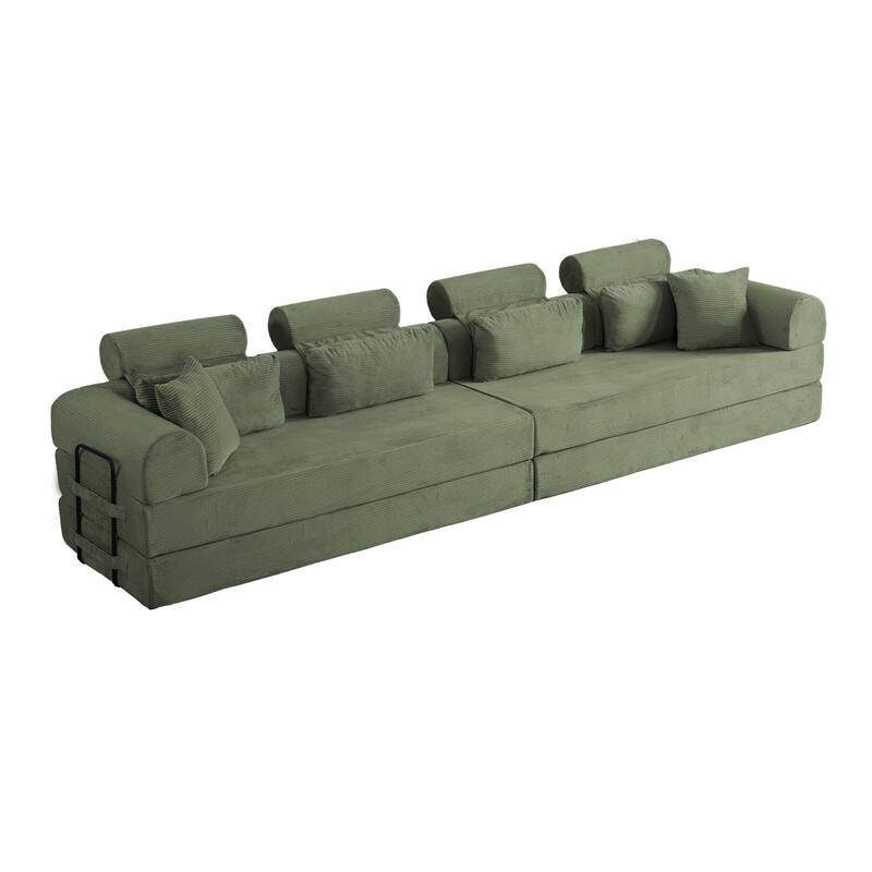L shape Modular Sectional Sofa, Compressed Sectional Sofa Corduroy Couch, Unfold into a bed, Comfy Compressed Sofa Couch