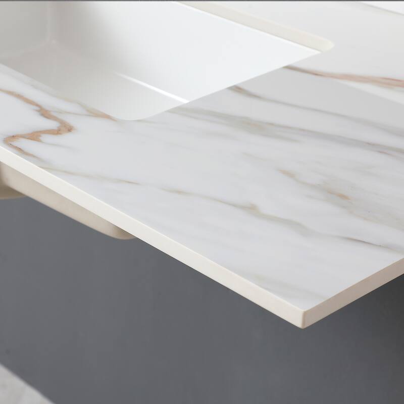 31 Inch Marble Vanity Top,Bathroom Vanity Top with Undermount Rectangular Middle Sink and 4 Inch Height Backsplash