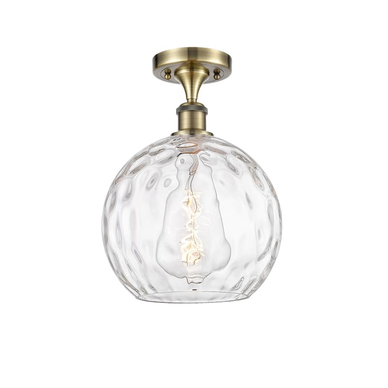 Innovations Lighting 516-1C-15-10 Athens Semi-Flush Athens 10" Wide - Antique Brass / Clear Water Glass