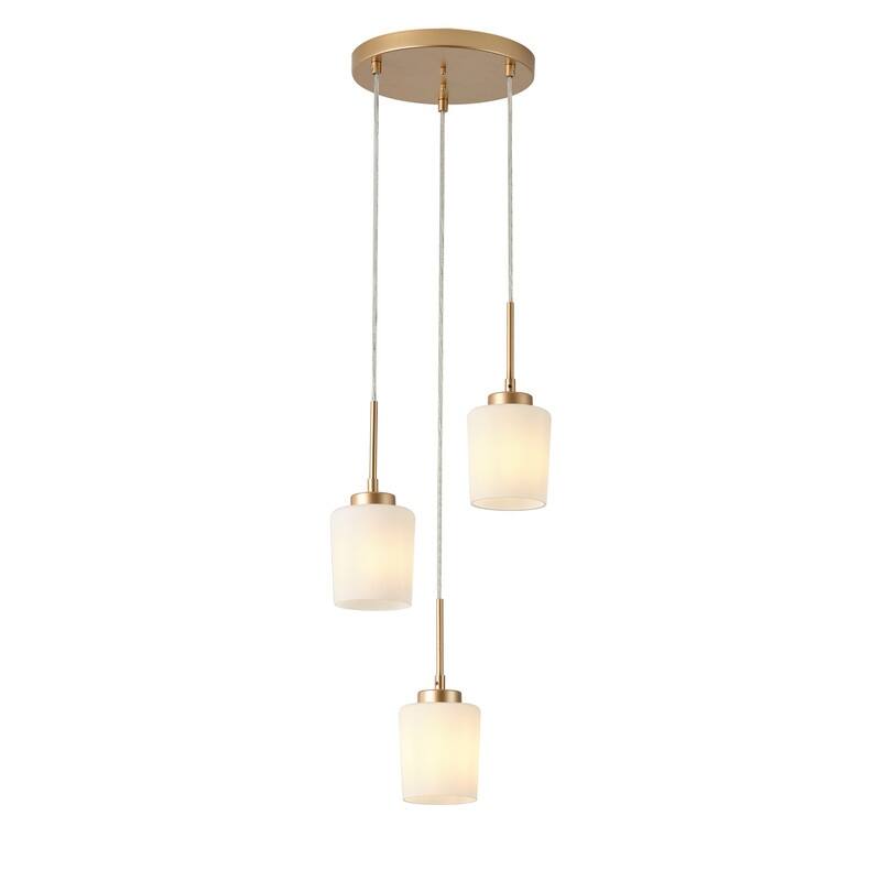 Modern 3-Light Pendant Chandelier with Frosted White Glass Shades
