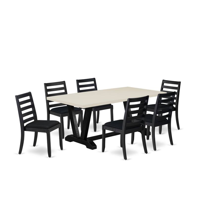 East West Furniture Dining Set- A Rectangular Table and stackable Kitchen Chair, Wire Brushed Black (Pieces & Seat Options)