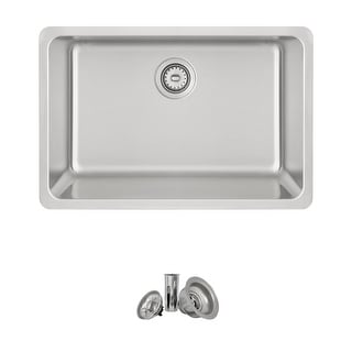 STYLISH 27 inches L x 18 inches W Stainless Steel 18 Gauge Single Basin Undermount Kitchen Sink with Basket Strainer