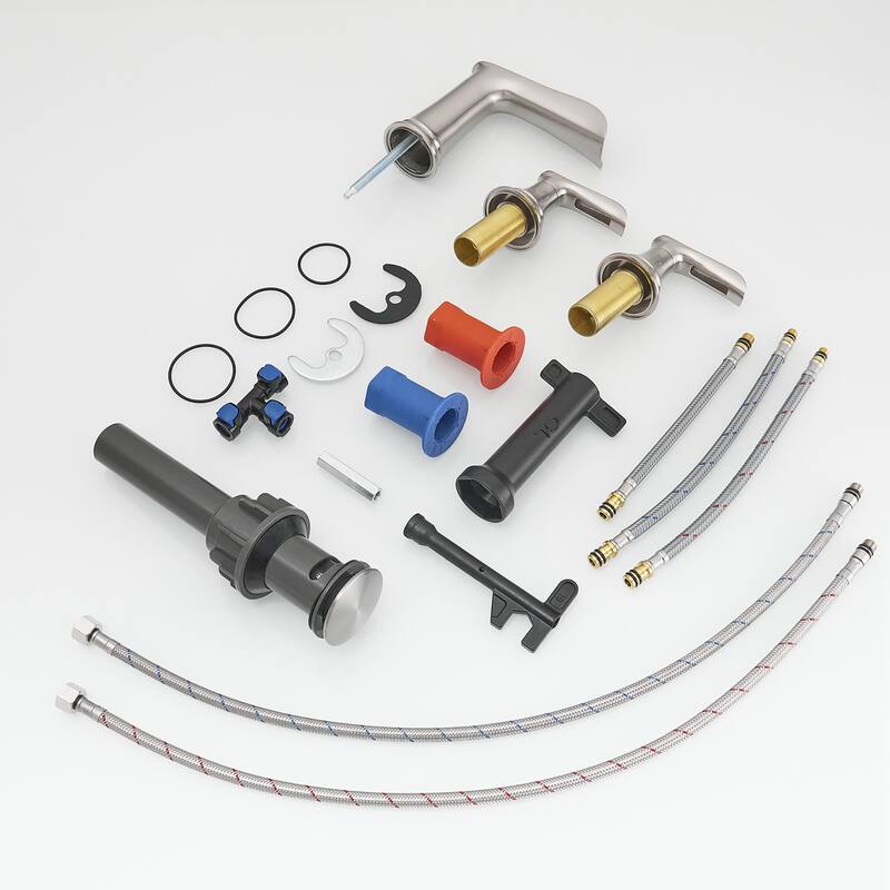 Double Handle Three-Hole Bath Waterfall Faucet with Drain